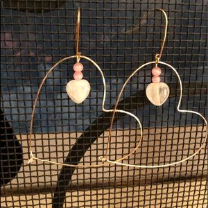 Handmade heart shaped earrings 14 k gold plated
